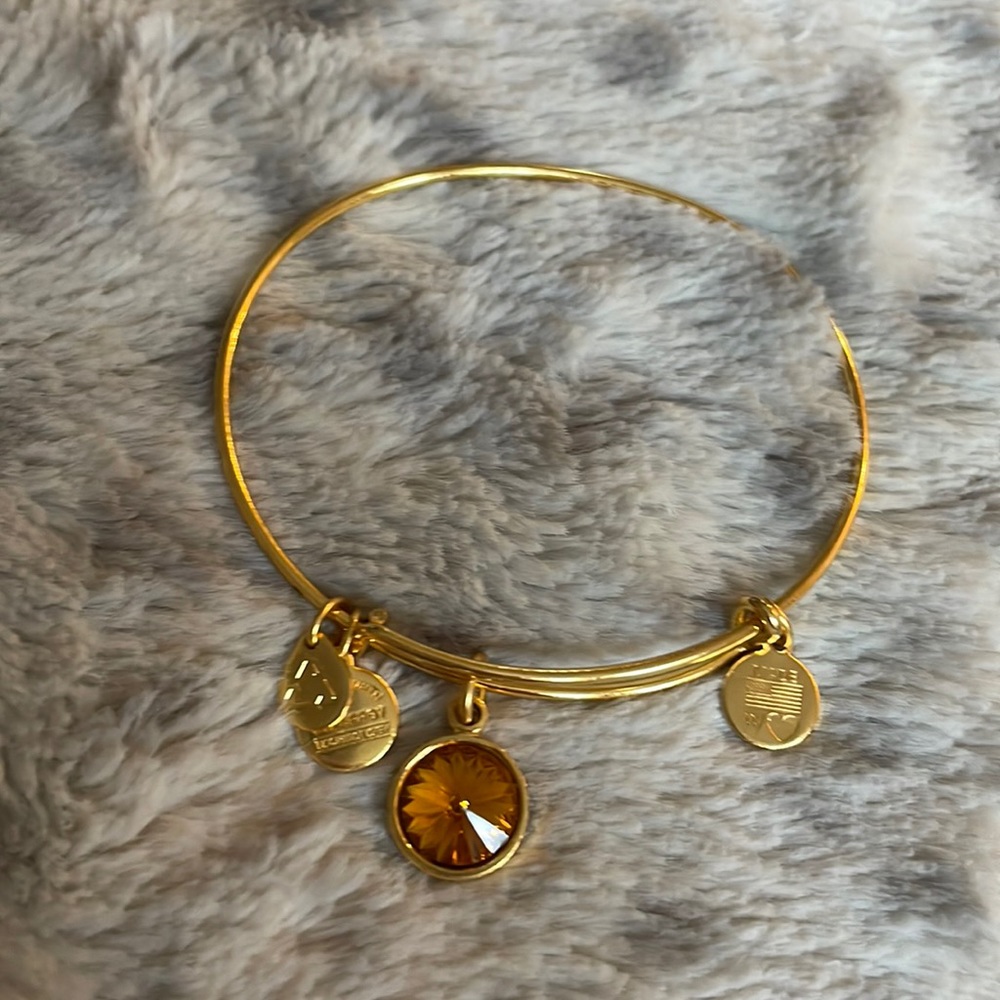 Alex and Ani gold finish topaz bracelet tag/card/box included like brand new